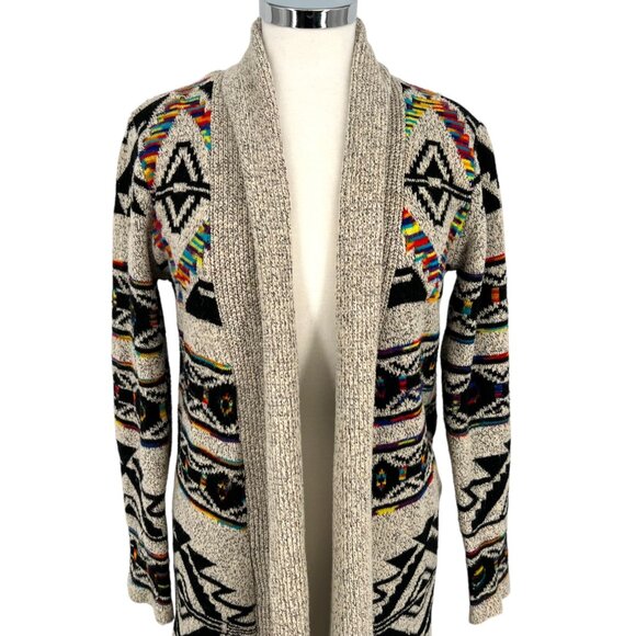 Northern Angel Anthropologie Aztec Southwest Cardigan Sweater Beige Size Small - Picture 3 of 9